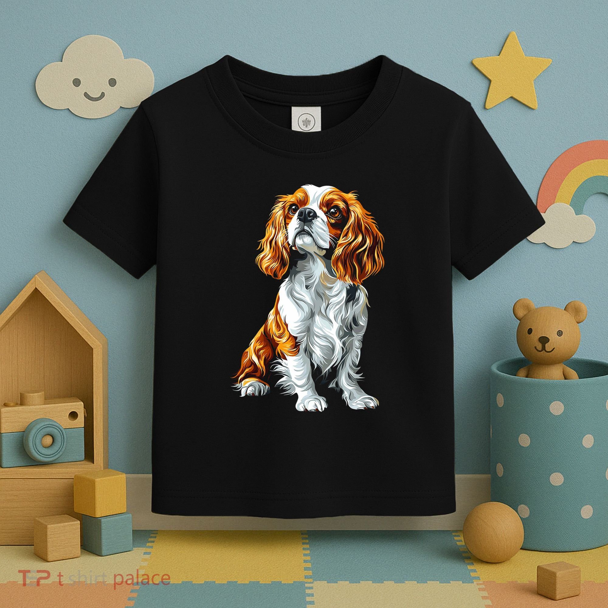 Cavalier King Charles Spaniel Dog Graphic Pet Artwork Toddler T-Shirt