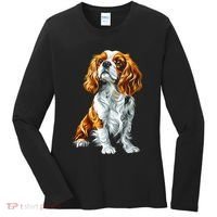 Cavalier King Charles Spaniel Dog Graphic Pet Artwork Women's Long Sleeve Shirt thumb 0