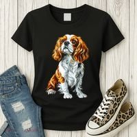 Cavalier King Charles Spaniel Dog Graphic Pet Artwork Women's T-Shirt thumb 3
