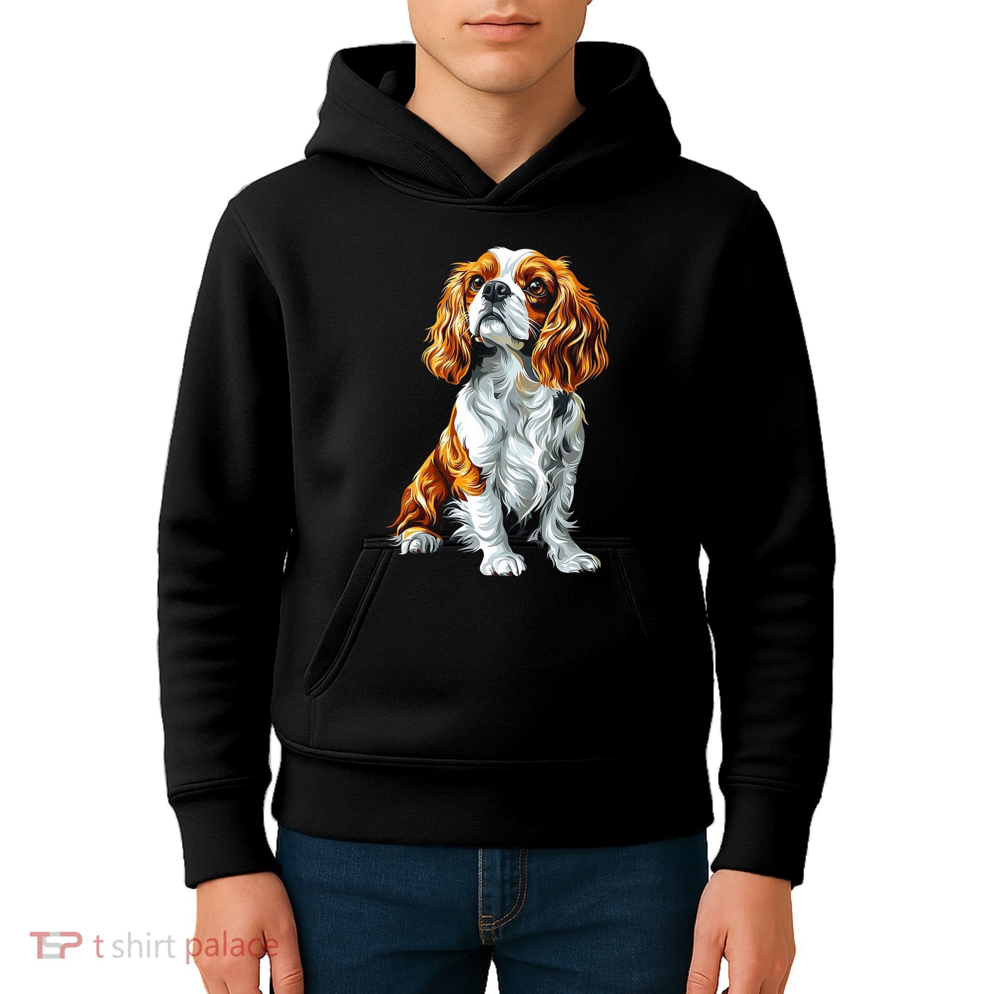 Cavalier King Charles Spaniel Dog Graphic Pet Artwork Kids Hoodie
