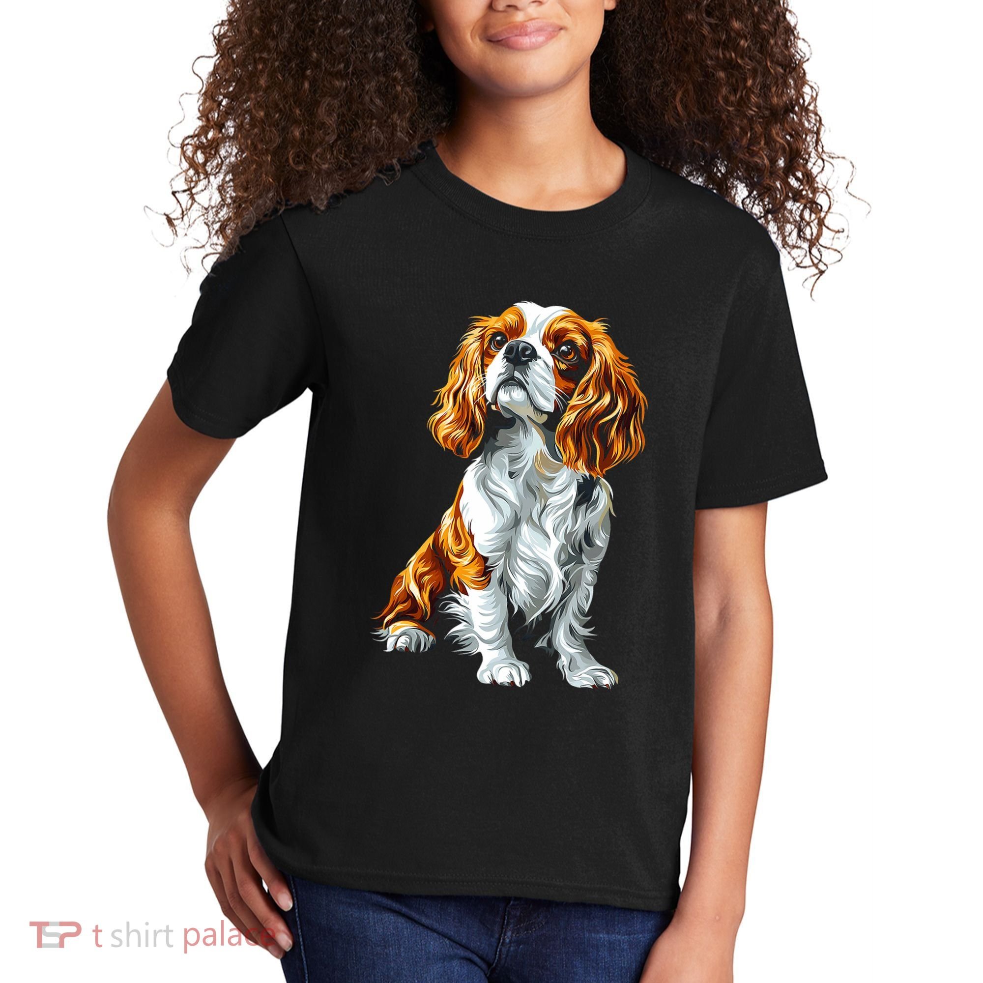 Cavalier King Charles Spaniel Dog Graphic Pet Artwork Kids T-Shirt