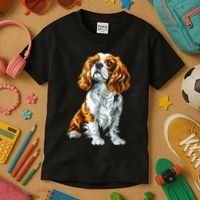 Cavalier King Charles Spaniel Dog Graphic Pet Artwork Kids T-Shirt thumb 3