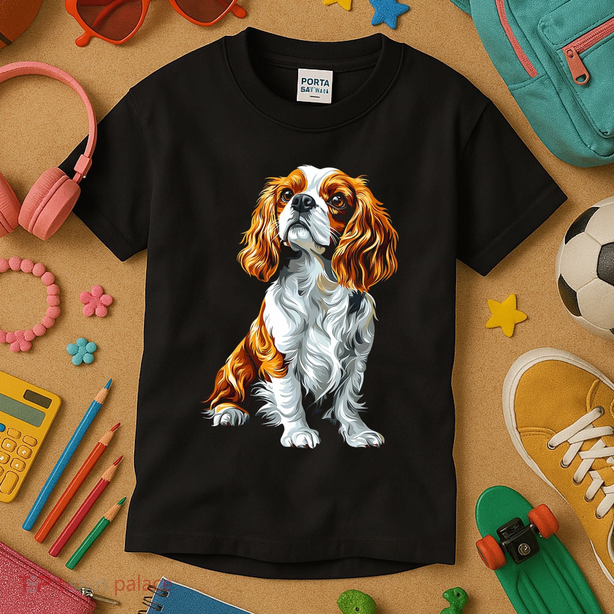 Cavalier King Charles Spaniel Dog Graphic Pet Artwork Kids T-Shirt