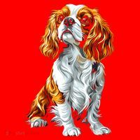 Cavalier King Charles Spaniel Dog Graphic Pet Artwork Santa Hat thumb 1