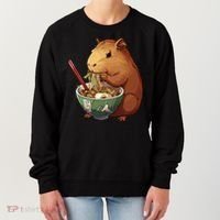 Cute Kawaii Capybara Eating Japanese Ramen Noodles Anime Women's Sweatshirt thumb 0