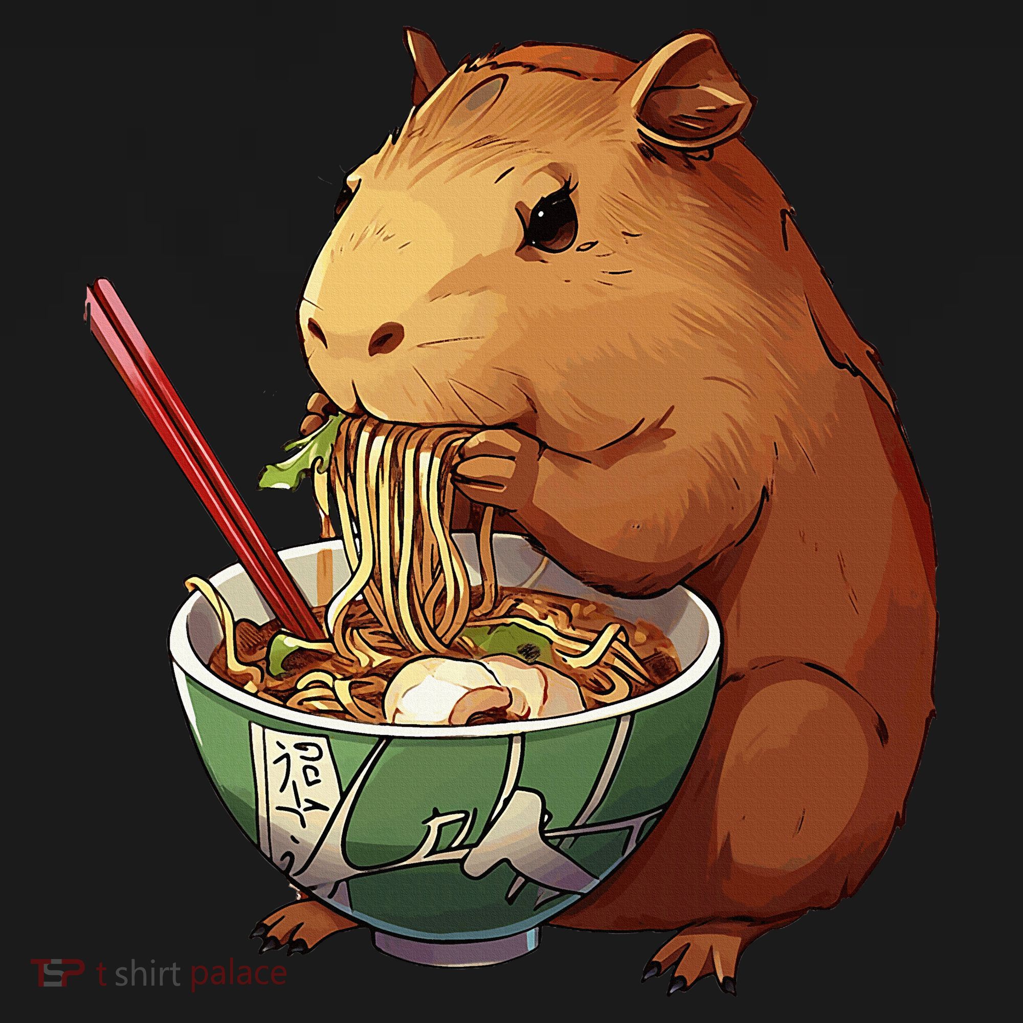 Cute Kawaii Capybara Eating Japanese Ramen Noodles Anime Apron