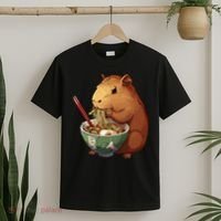 Cute Kawaii Capybara Eating Japanese Ramen Noodles Anime T-Shirt thumb 2