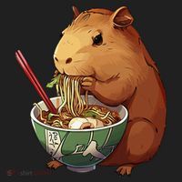 Cute Kawaii Capybara Eating Japanese Ramen Noodles Anime Beanie thumb 2