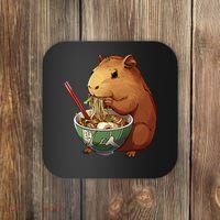 Cute Kawaii Capybara Eating Japanese Ramen Noodles Anime Coaster thumb 0