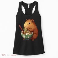 Cute Kawaii Capybara Eating Japanese Ramen Noodles Anime Women's Tank Top thumb 0