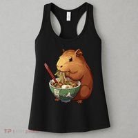 Cute Kawaii Capybara Eating Japanese Ramen Noodles Anime Women's Tank Top thumb 3