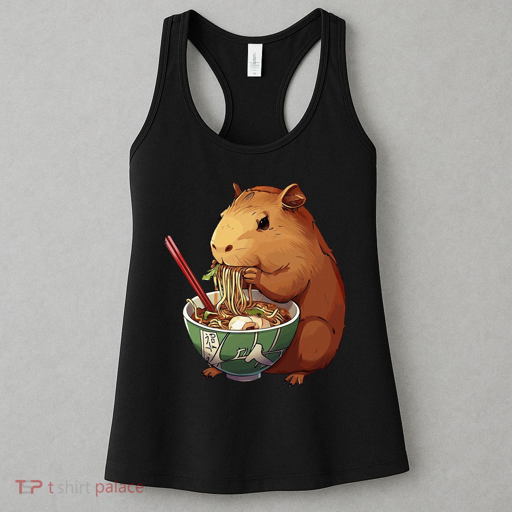 Cute Kawaii Capybara Eating Japanese Ramen Noodles Anime Women's Tank Top