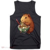 Cute Kawaii Capybara Eating Japanese Ramen Noodles Anime Tank Top thumb 0