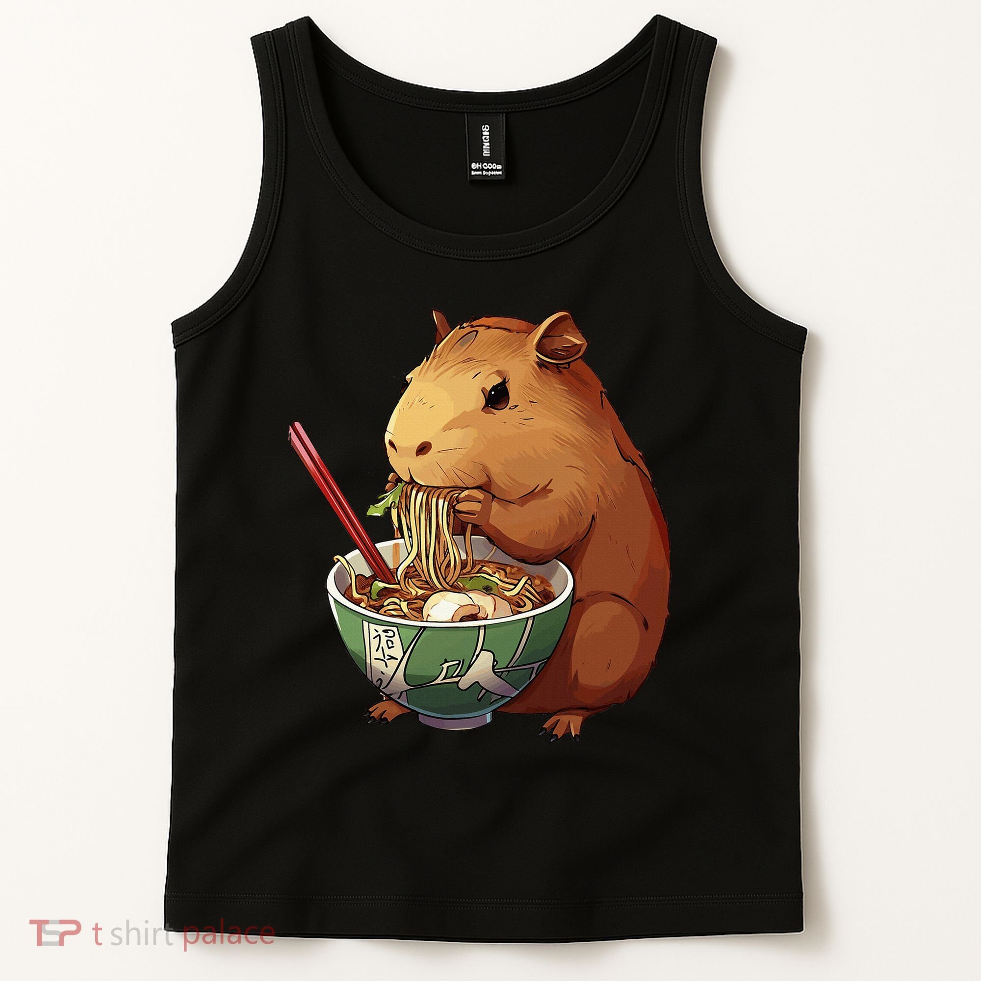 Cute Kawaii Capybara Eating Japanese Ramen Noodles Anime Tank Top