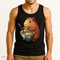 Cute Kawaii Capybara Eating Japanese Ramen Noodles Anime Tank Top thumb 3