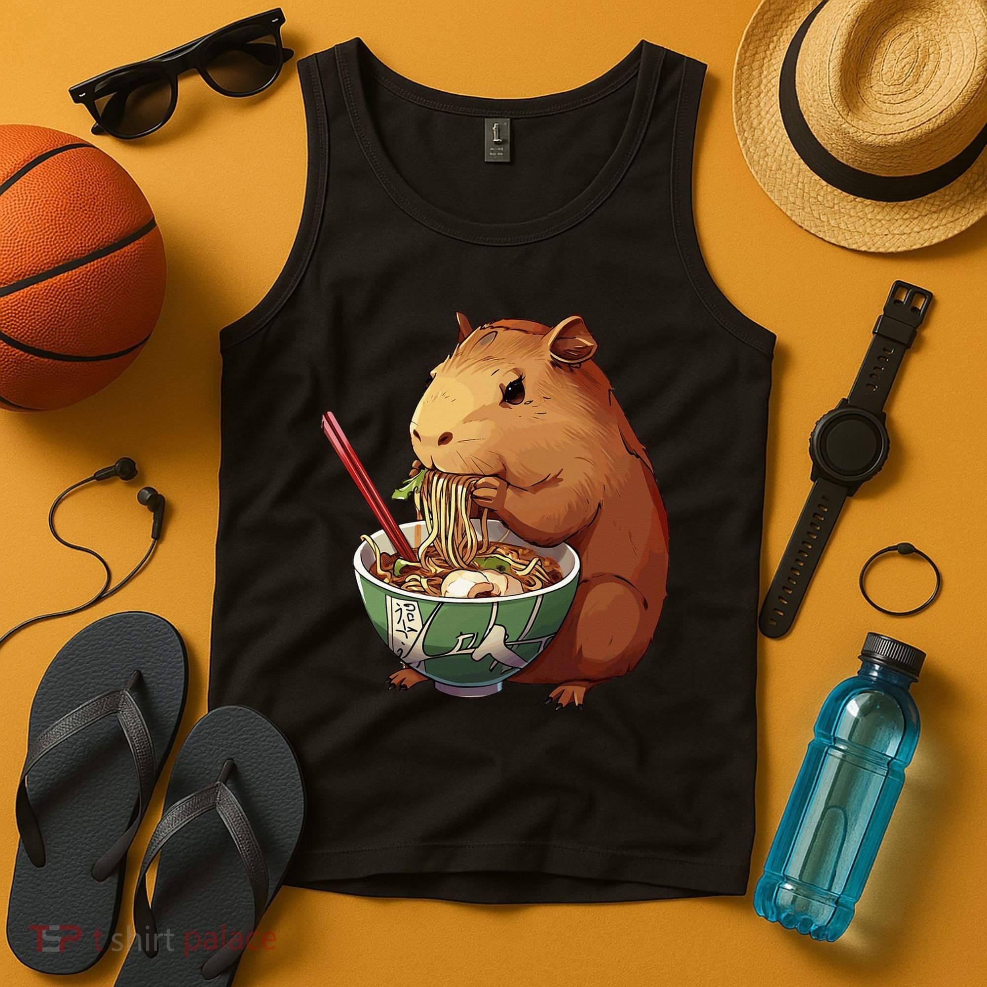 Cute Kawaii Capybara Eating Japanese Ramen Noodles Anime Tank Top