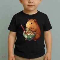 Cute Kawaii Capybara Eating Japanese Ramen Noodles Anime Toddler T-Shirt thumb 2