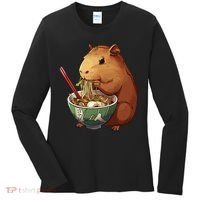 Cute Kawaii Capybara Eating Japanese Ramen Noodles Anime Women's Long Sleeve Shirt thumb 0