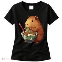 Cute Kawaii Capybara Eating Japanese Ramen Noodles Anime Women's T-Shirt thumb 0