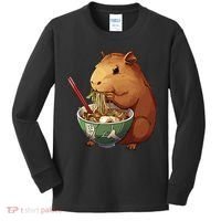Cute Kawaii Capybara Eating Japanese Ramen Noodles Anime Kids Long Sleeve Shirt thumb 0