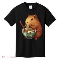 Cute Kawaii Capybara Eating Japanese Ramen Noodles Anime Kids T-Shirt thumb 0