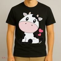 Cute Kawaii Cow Print Cow Animal Women T-Shirt thumb 3