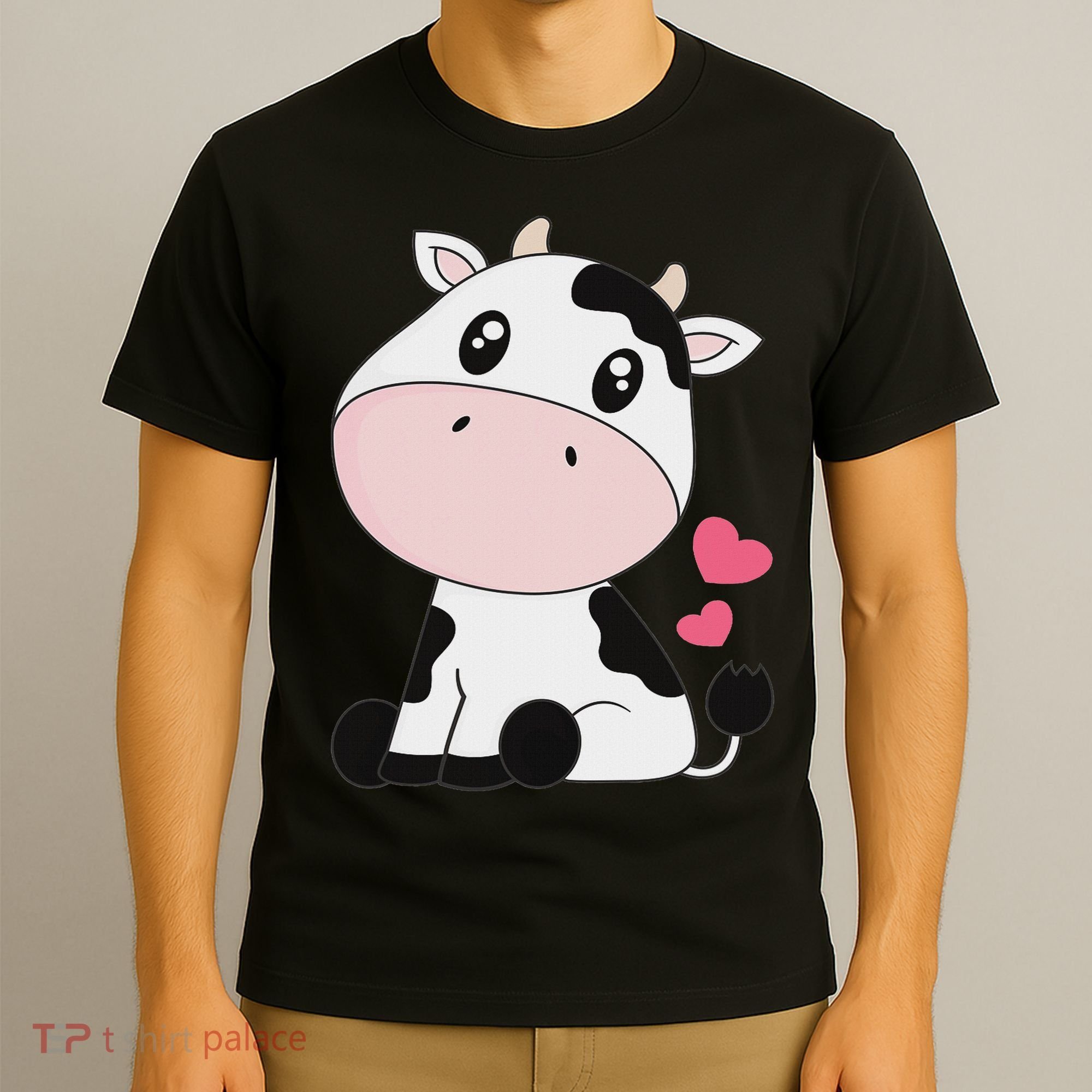 Cute Kawaii Cow Print Cow Animal Women T-Shirt