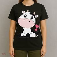 Cute Kawaii Cow Print Cow Animal Women T-Shirt thumb 4