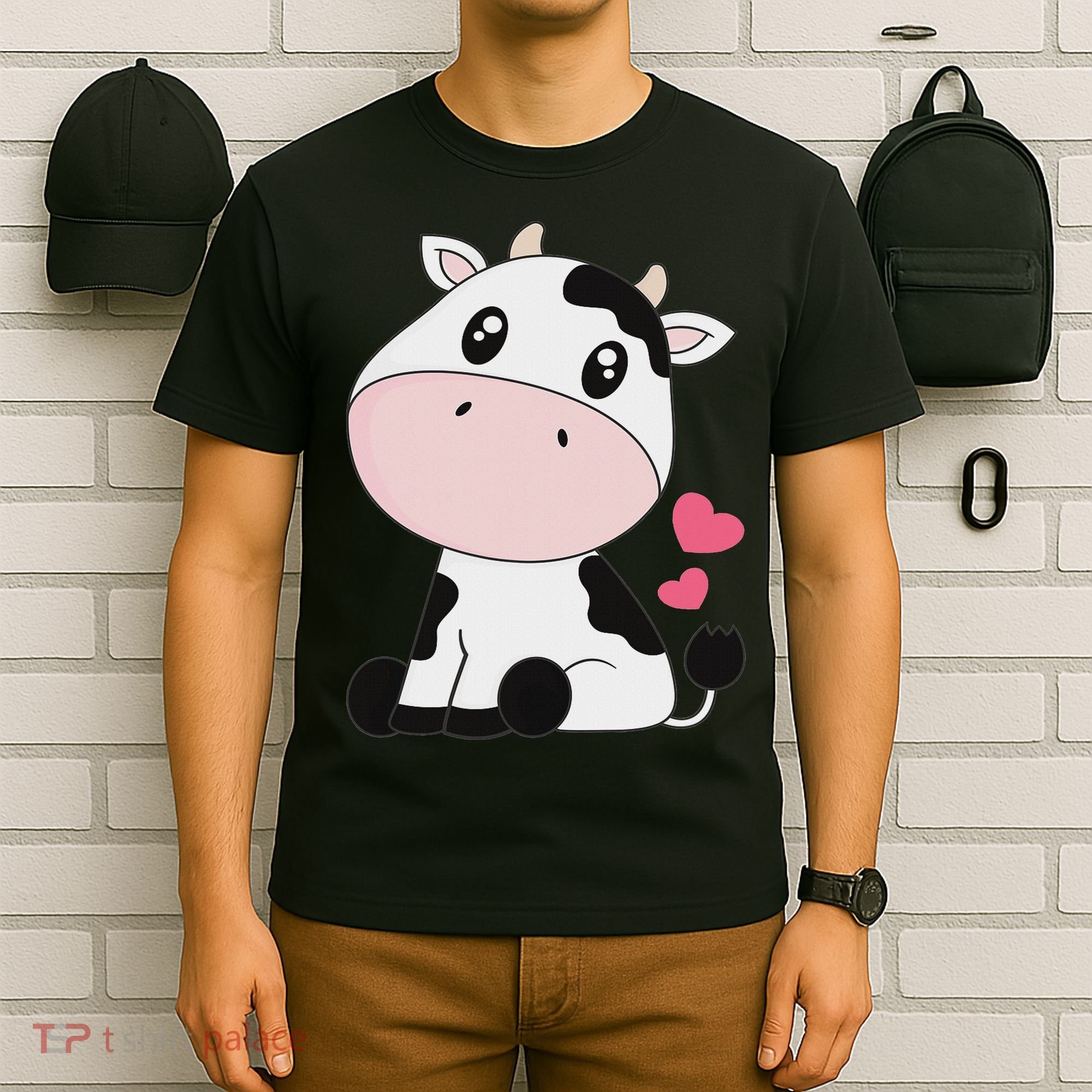 Cute Kawaii Cow Print Cow Animal Women T-Shirt