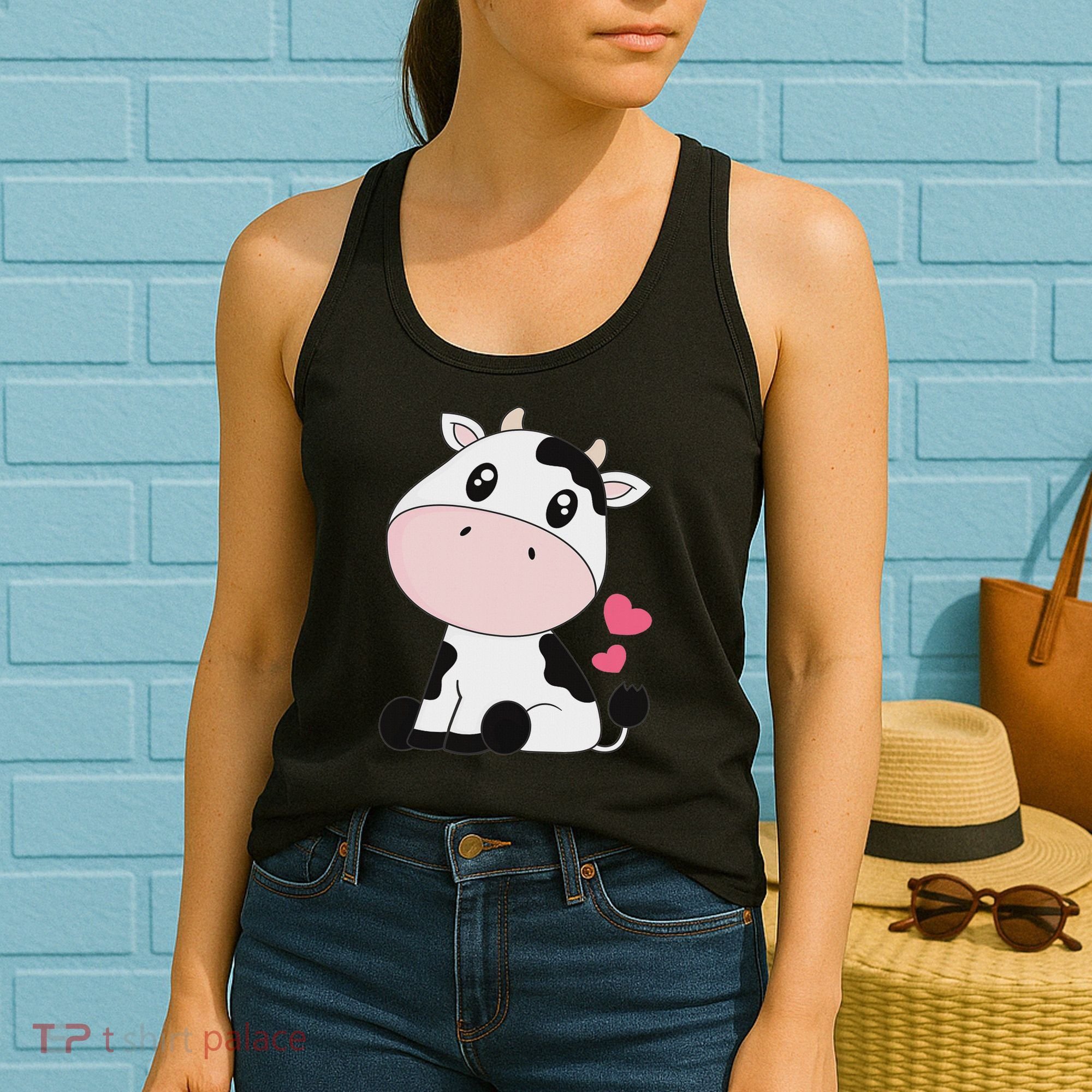 Cute Kawaii Cow Print Cow Animal Women Women's Tank Top