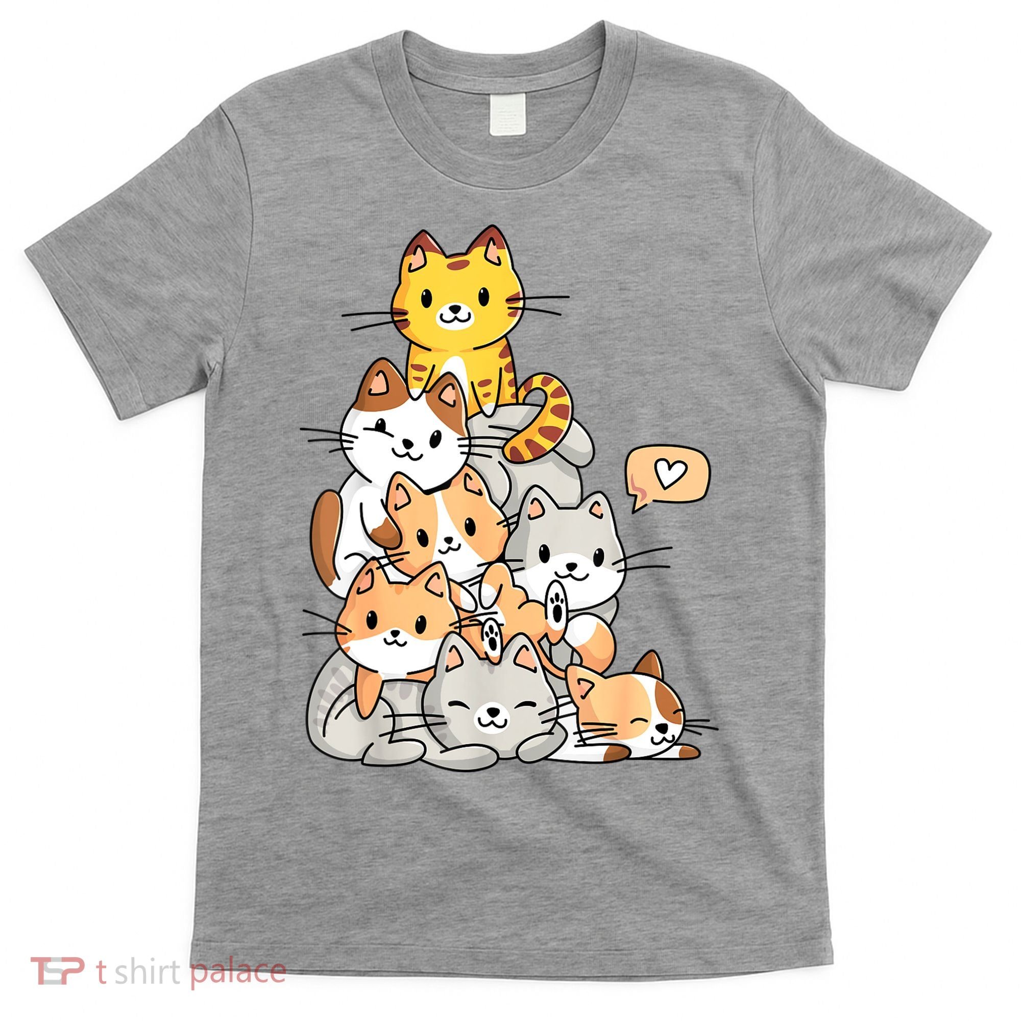 Cute Kawaii Cat Kitty Meowtain Cats Pile Chibi Women Girls T-Shirt