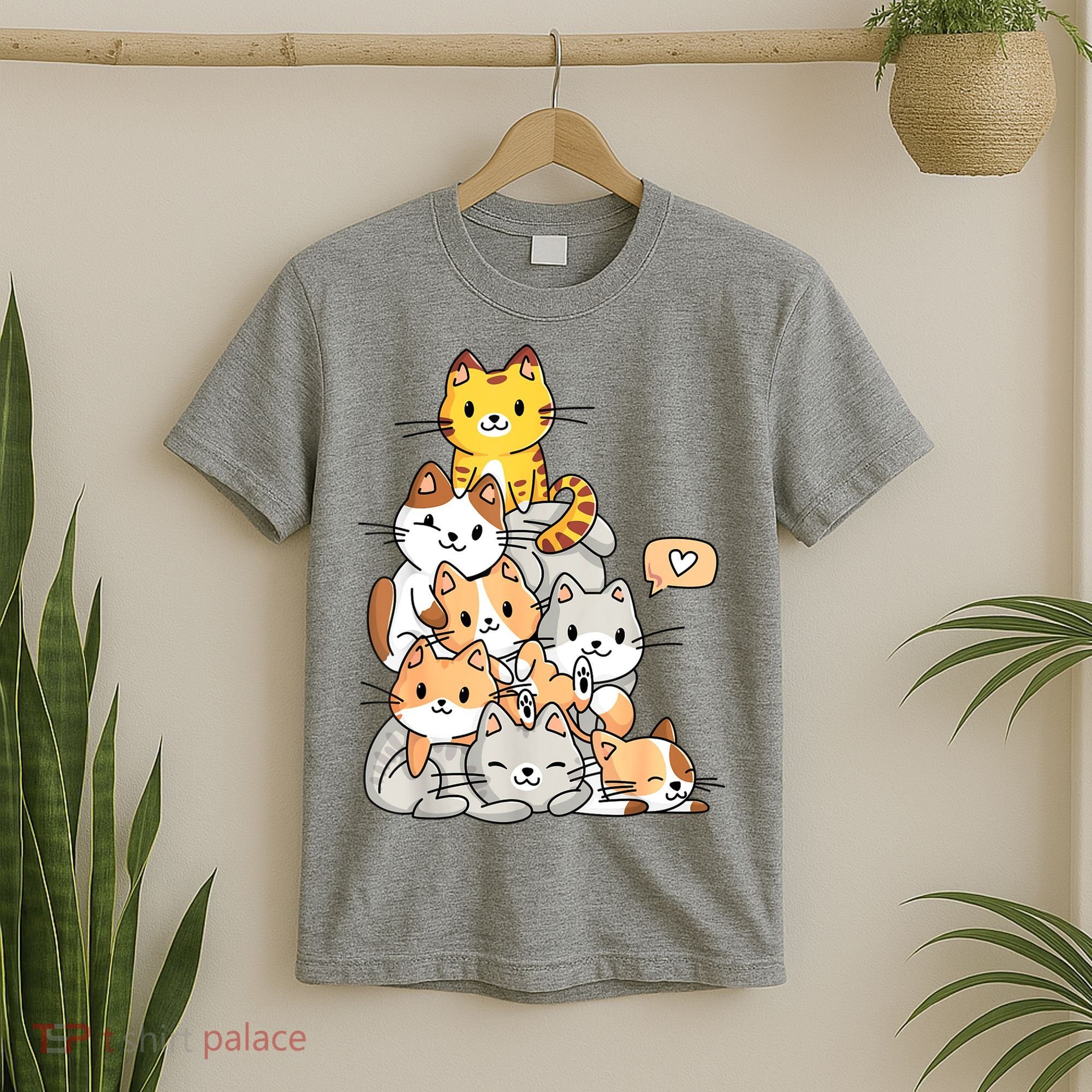 Cute Kawaii Cat Kitty Meowtain Cats Pile Chibi Women Girls T-Shirt