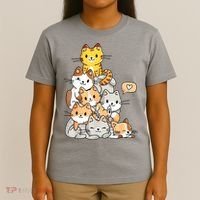 Cute Kawaii Cat Kitty Meowtain Cats Pile Chibi Women Girls T-Shirt thumb 4