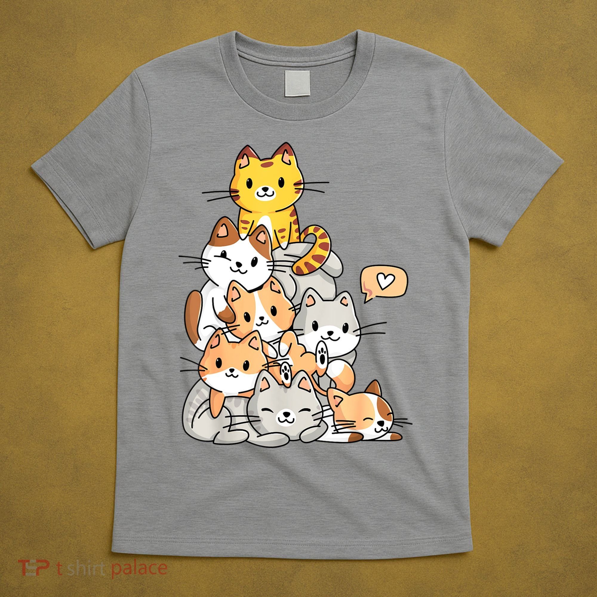 Cute Kawaii Cat Kitty Meowtain Cats Pile Chibi Women Girls T-Shirt