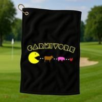 Carnivore Keto Diet Meat Eater Golf Towel thumb 1