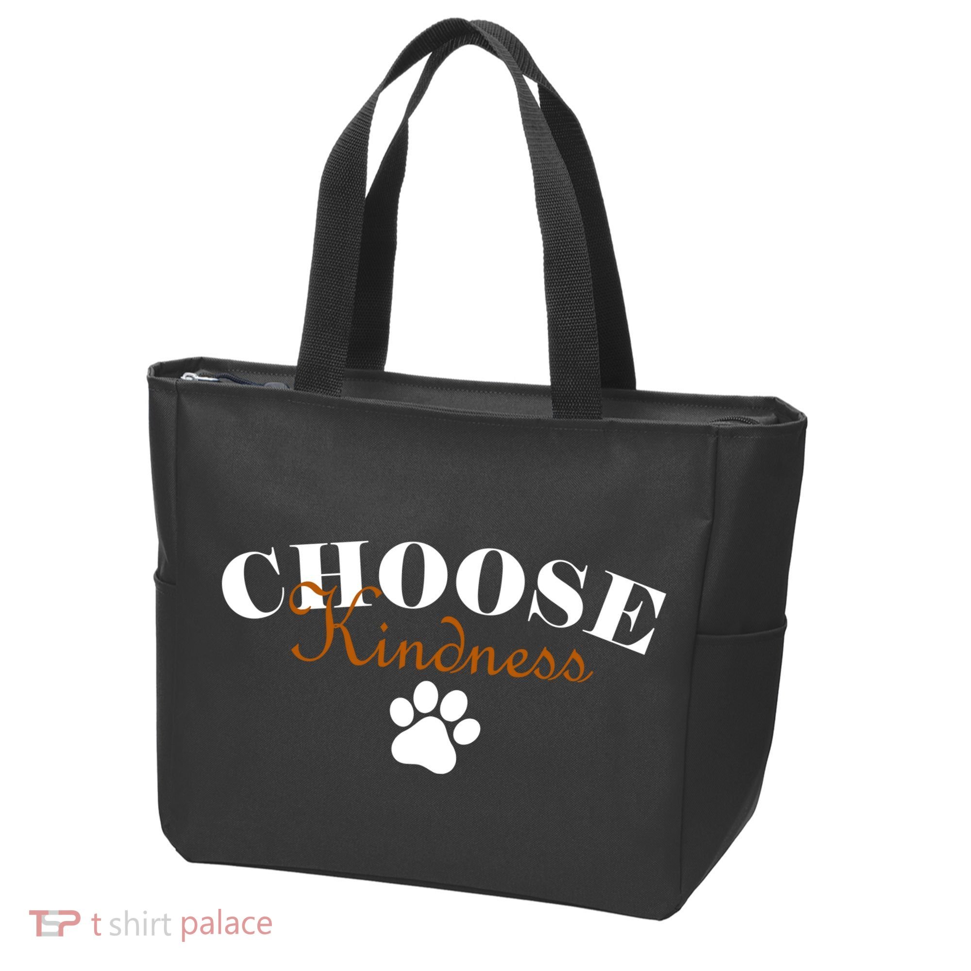 Choose Kindness Dog Paw Print Tote Bag