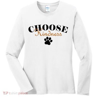 Choose Kindness Dog Paw Print Women's Long Sleeve Shirt