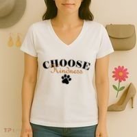 Choose Kindness Dog Paw Print Women's V-Neck T-Shirt thumb 3