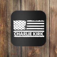 Charlie Kirk Distressed American Flag Patriotic Coaster thumb 0