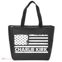 Charlie Kirk Distressed American Flag Patriotic Tote Bag thumb 0