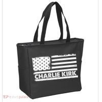 Charlie Kirk Distressed American Flag Patriotic Tote Bag thumb 2