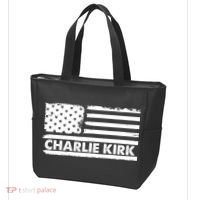 Charlie Kirk Distressed American Flag Patriotic Tote Bag thumb 3