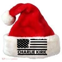 Charlie Kirk Distressed American Flag Patriotic Santa Hat thumb 0