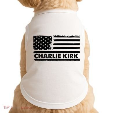 Charlie Kirk Distressed American Flag Patriotic Doggie Tank