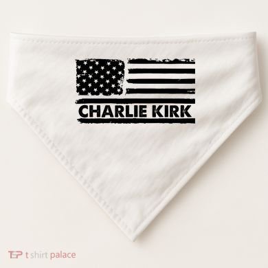 Charlie Kirk Distressed American Flag Patriotic USA-Made Doggie Bandana