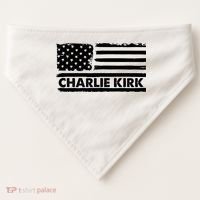 Charlie Kirk Distressed American Flag Patriotic USA-Made Doggie Bandana thumb 0