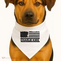 Charlie Kirk Distressed American Flag Patriotic USA-Made Doggie Bandana thumb 1