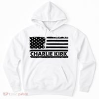 Charlie Kirk Distressed American Flag Patriotic Hoodie thumb 0