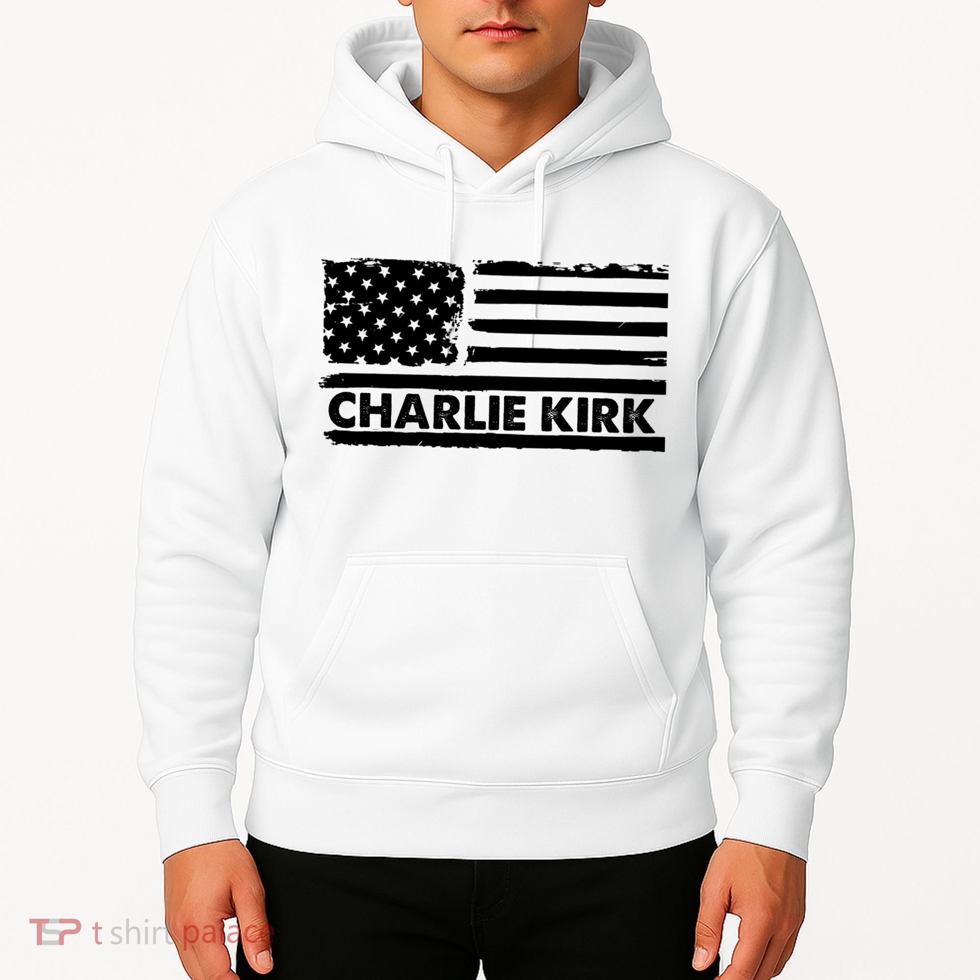 Charlie Kirk Distressed American Flag Patriotic Hoodie