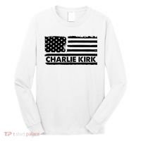 Charlie Kirk Distressed American Flag Patriotic Long Sleeve Shirt thumb 0